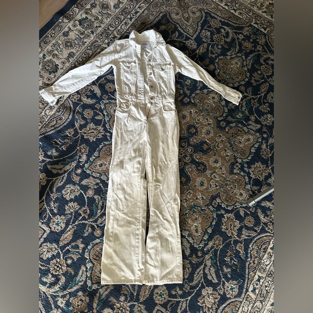 zara great condition white jumpsuit